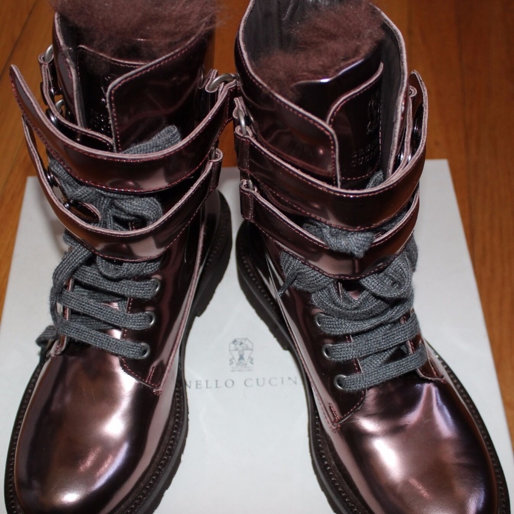 BRUNELLO CUCINELLI WOMEN'S METALLIC COPPER BOOTS